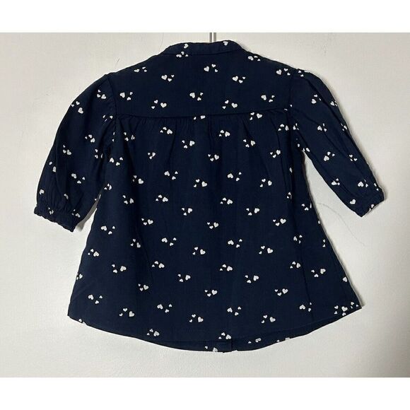 Old Navy Baby Girl Long-Sleeve Button-Down Dress Hearts Size 3-6 Months - Picture 2 of 6